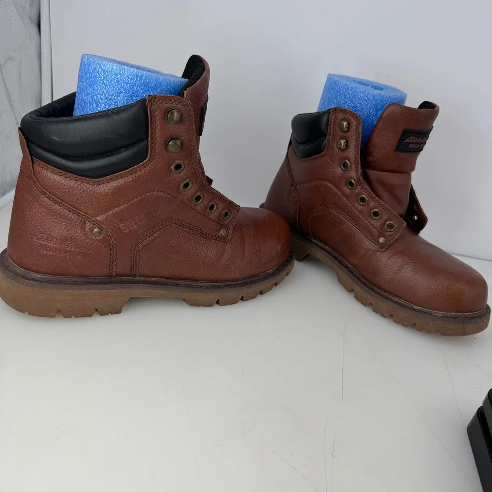 Eddie Bauer Medford ST Boots Men 8M Brown Steel Toe Workwear Safety Lug